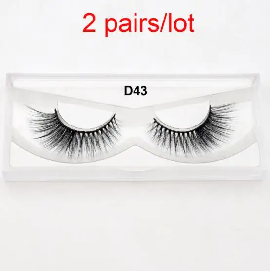 2pair D43 2 пара/лот Visofree ресницы 3D Искусственные норковые ресницы веганские безжалостные пушистые шелковые ресницы толстые мягкие Накладные ресницы для макияжа - Цвет: 2pair D43