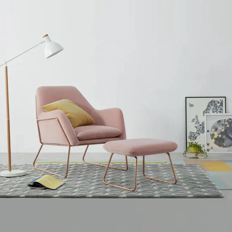 

NEW Nordic Style Home Decor Single Ins Net Red Iron Leisure Creative Pink Clothing Store Balcony Living Room Bedroom Sofa Chair