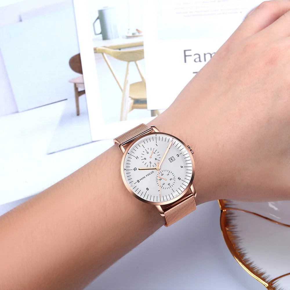 

Minifocus Brand Genuine Product Simple Business MEN'S Watch Japan Movement Calendar Night Light Waterproof False Eyes 0052G