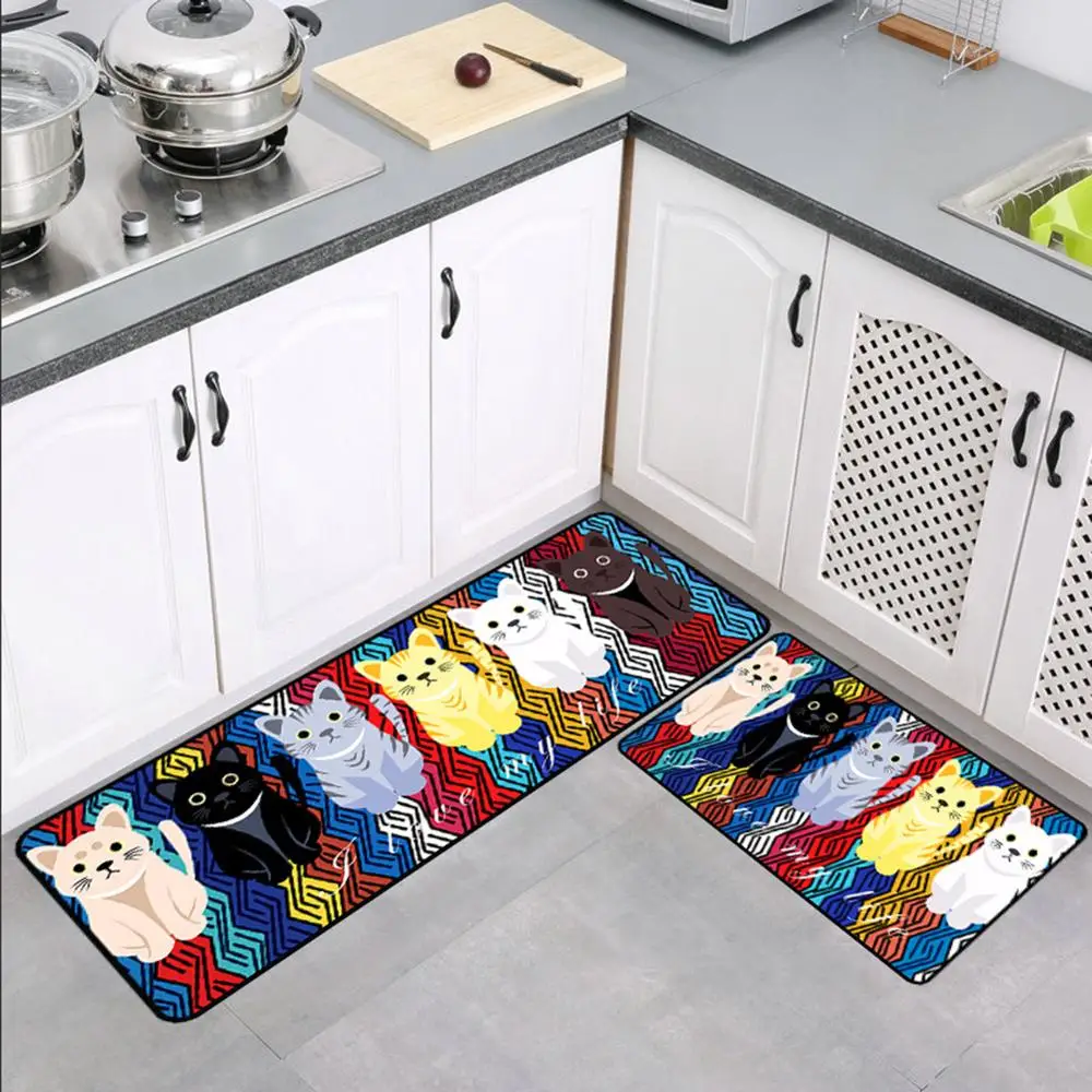 

Kitchen Mats Foot Pad Non Slip Mats Cute Cats Bath Rug Doormats Outdoor Decoration for Home Floor Entrance Rugs Kitchen Rug