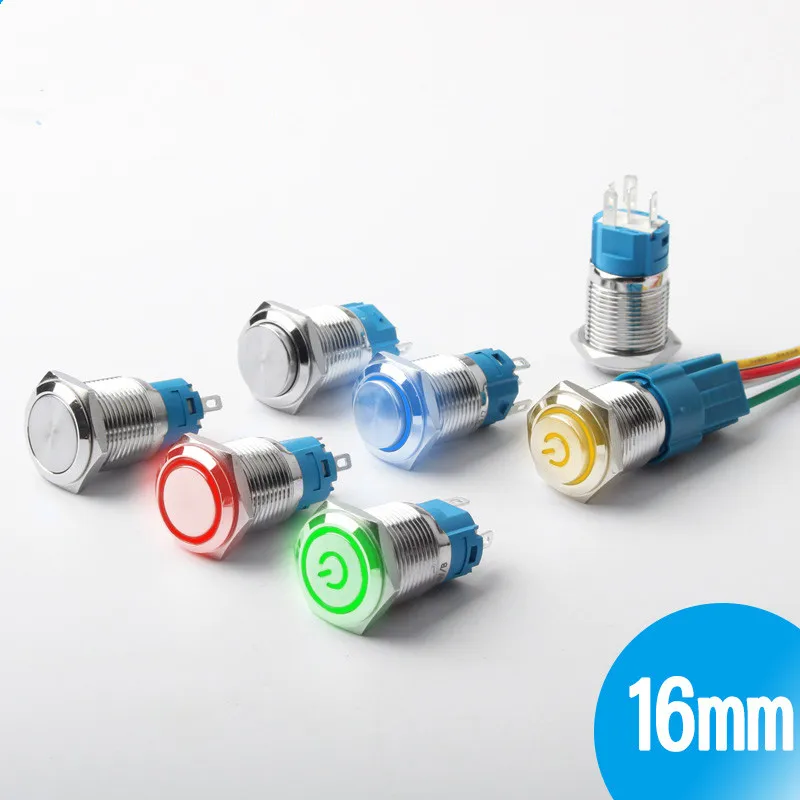 

16MM metal button switch self-reset button metal band ring light angel eye waterproof 12V24V220V