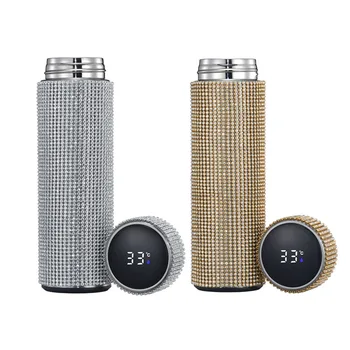 

2021 New Smart Diamond Thermos Touch Temperature Display Stainless Steel Vacuum Flask Water Bottle Coffee Cup Thermos Mug