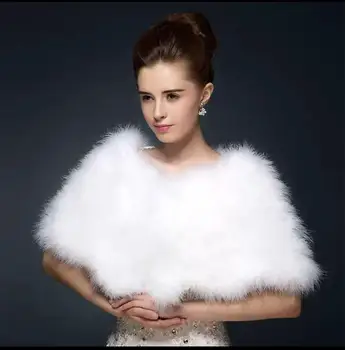

Luxury White Bridal Shawls Wedding Bolero Outerwear Jackets Brides Winter Cape Wedding Evening Wrap Warm Real Fur