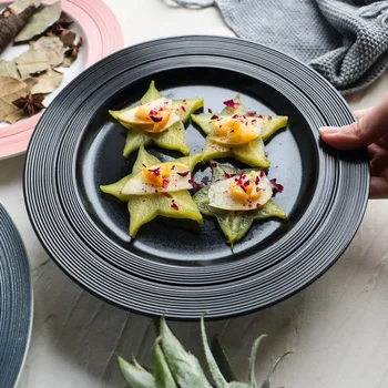

Ceramic Tableware Plates Dinner Kitchen Utensils Porcelain Plates For Food Crockery Dishes Dinnerware Brushed Steak Plate