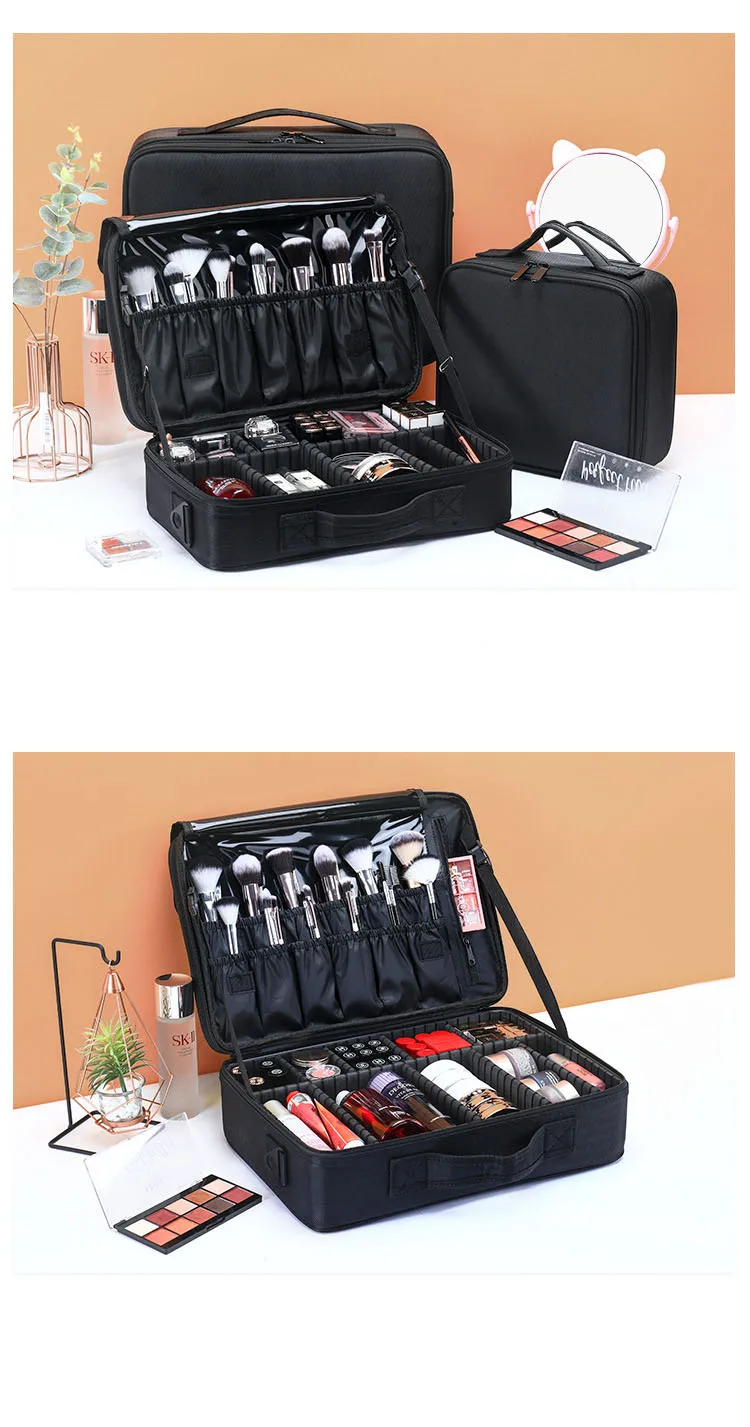 New Professional Makeup Organizer Cosmetic Case Bag Large Capacity Storage Case Multilayer Suitcase