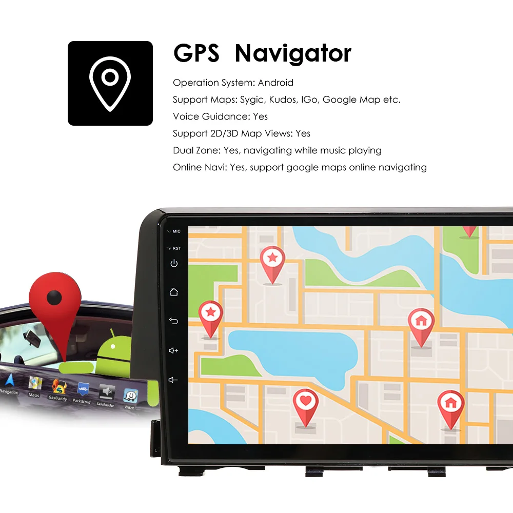 Автомобильный радиоприемник 2din android9.0 автомобильный мультимедийный плеер gps навигация для Honda Civic автомобильный монитор головное устройство usb dvr dvbt
