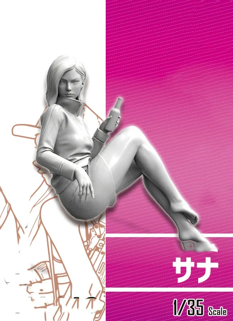 1/35 лето девушка сидите с бутылкой модельная фигурка из смолы наборы миниатюрный gk Unassembly Неокрашенный