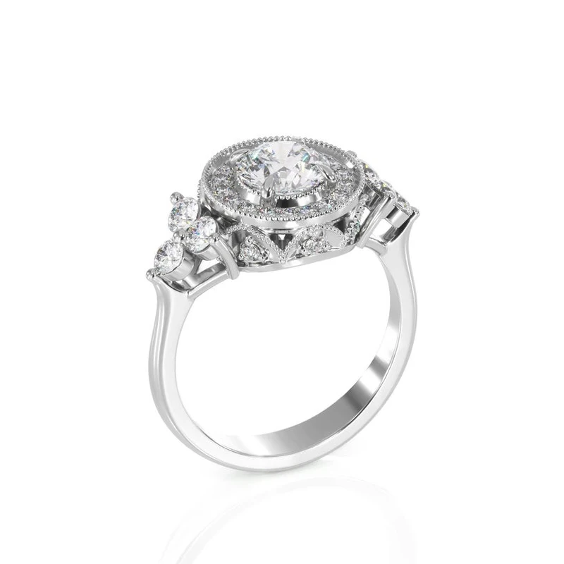 GUYINKU 14K 585 белый золотой центр 1ct 6,5 мм EF цвет Moissanite обручальное кольцо с камнем для женщин свадебный подарок