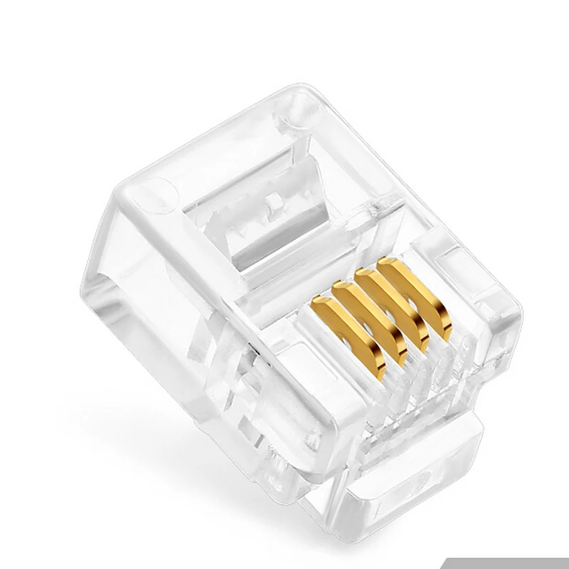 

100PCS Durable 4 Core Telephone Network Connectors RJ11 6P4C Modular Plugs