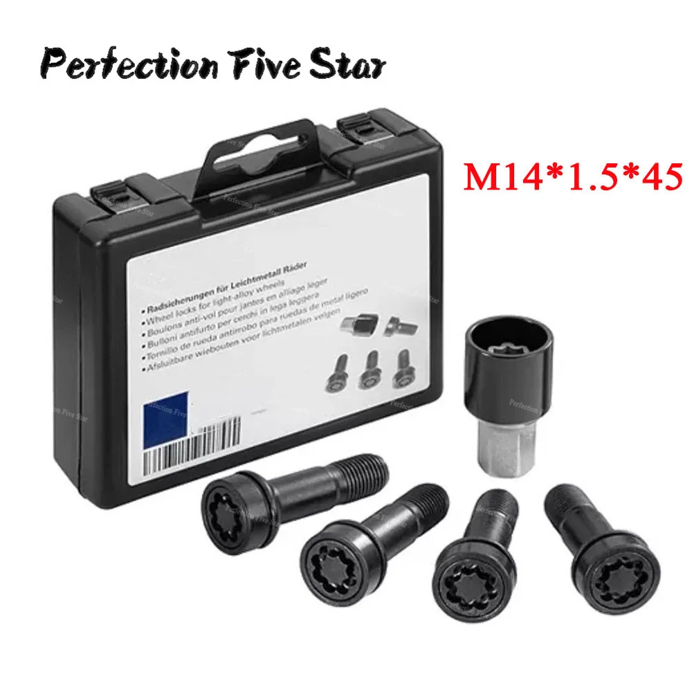 

1 set M14x1.5x45 Wheel Bolt Locks Black A0019901707 For Mercedes-Benz E-Class GLC GL-GLS GLK M-GLE-Class S-Class 1998-2018
