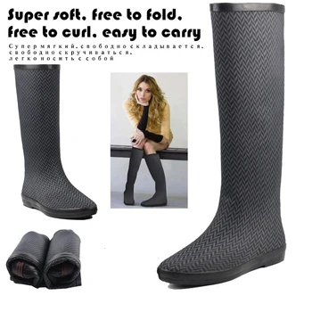 

Natural Rubber Wading Long Boots Super Soft Waterproof Fishing Waders Foldable Non slip Water Rain Shoes Women High Knee Wellies