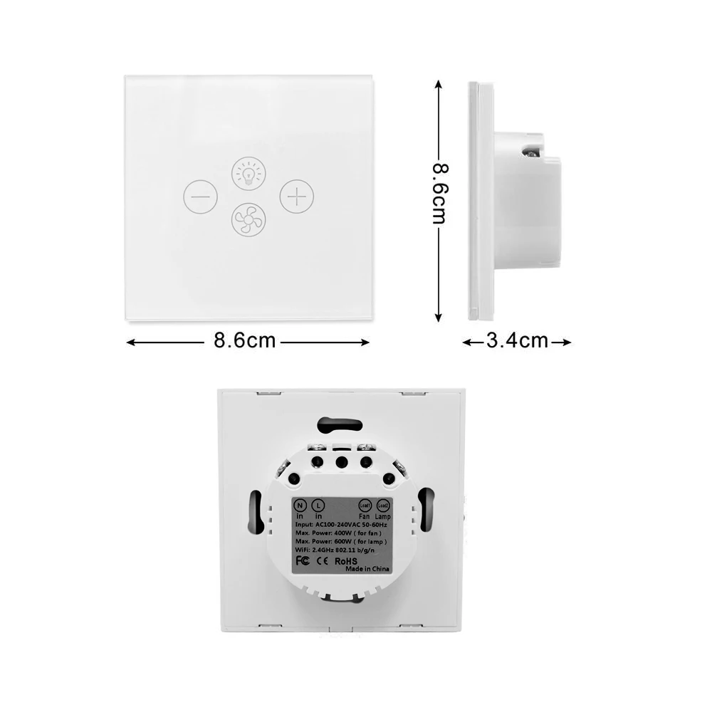  AVATTO Smart Wifi Fan Light SwitchEU/US Ceiling Fan Lamp Switch Tuya Remote Various Speed Control W - 4000214394624