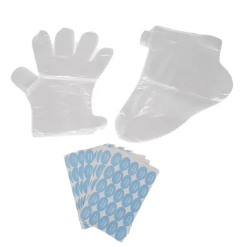 

200 Pieces Portable Paraffin Wax Spa Foot Hands Care Bags Plastic Socks Gloves with Stickers for Women For Hot Sale