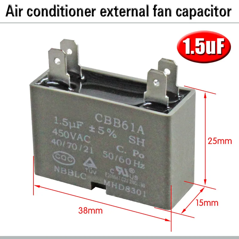 CBB61 250V Motor Run Capacitor For Fans – 1.5 To 45 UF, 2-Pin, Flush Mount 10 thumbnail image