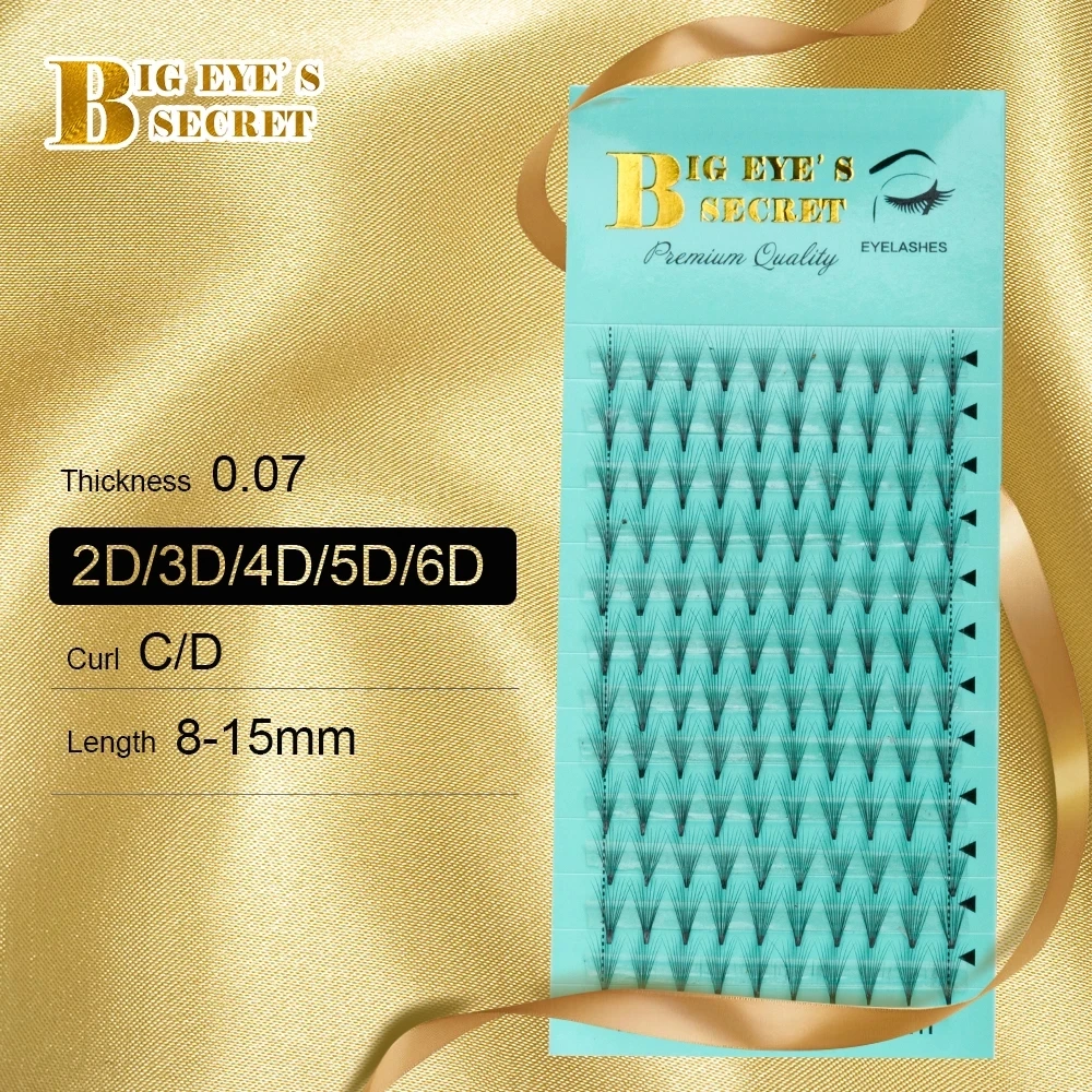 Big Eye's Secret 2D10D7D Russian Premade Mega Volume Eyelashes Extension Short Stem Premade Fans C/D Curl Mink Individual Lash semi permanent c d curl 007 thickness lash extension premade russian volume fans false eyelashes faux mink hair