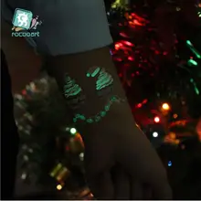 

Rocooart Christmas Glowing Tattoo Stickers Luminous Temporary Tatoo Snow Man Fake Tattoo Santa Flash Taty New Year Gift T1838