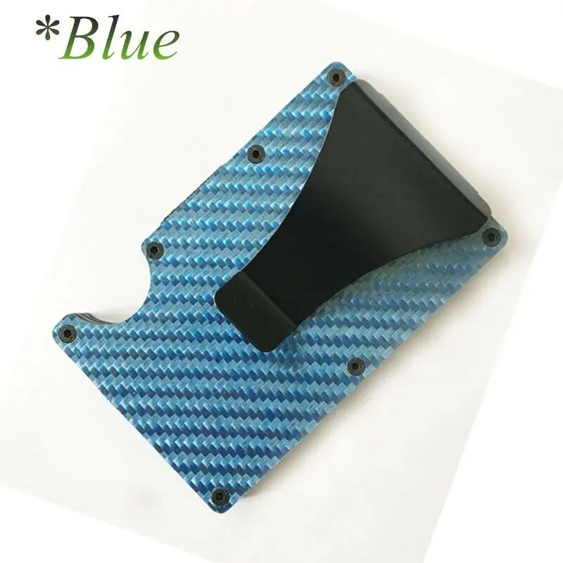 Carbon Fiber Blue Hirigin мужской тонкий кошелек из нержавеющей стали с эластичным ремешком для денег, кредитный держатель для карт, кошелек, кошелек - Цвет: Carbon Fiber Blue