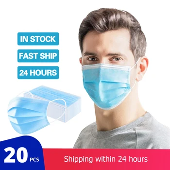 

50pcs/100pcs Non-woven 3 layer Anti-dust Masks Disposable Safe Breathable Face Mouth Mask Kids Adult Ear loop Filter Masks