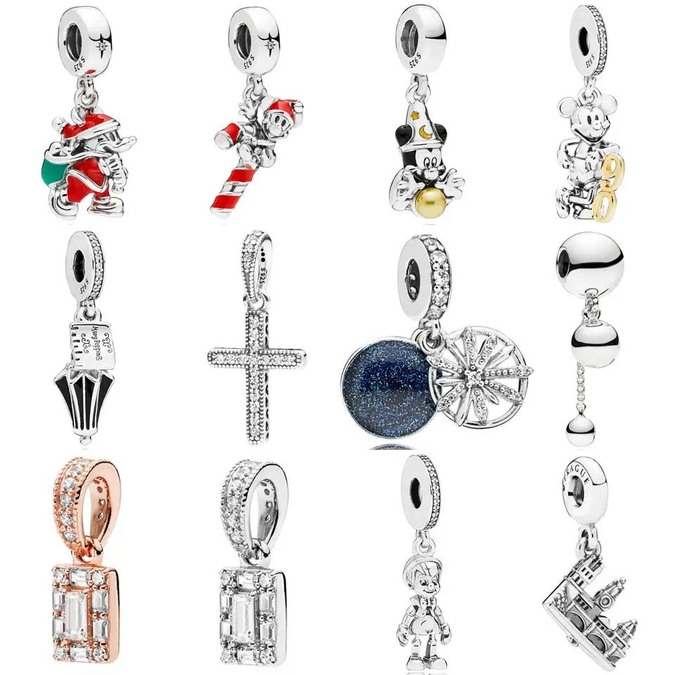 

Mickey's 90th Anniversary Mary Poppins Umbrella Castle Pendant Charm Fit Pandora Bracelet 925 Sterling Silver Bead DIY Jewelry