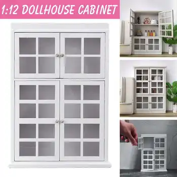 

1/12 Dollhouse Miniature Furniture Multifunction Wood Cabinet Bookcase White