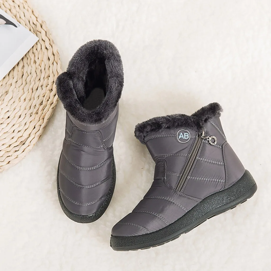 Waterproof Short Booties Women's Winter Warm Snow Boots With Plush Non-Slip Footwear Plus size 35-43 autumn and Winter Shoes