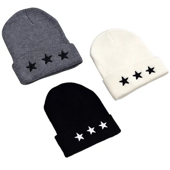 

Unisex Leisure Knitted Hat Female Warm Cotton Blends Hat Women's Winter Cap Men Embroidery Stars Hip Hop Skullies Beanies Girls