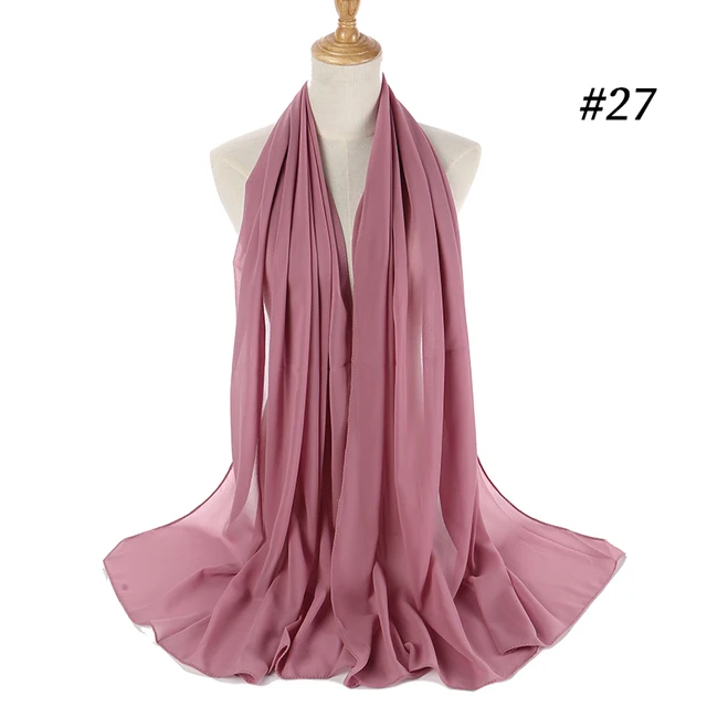 women plain bubble chiffon scarf hijab wrap printe solid color shawls headband women hijabs scarves/scarf 60 colors COLOR 27