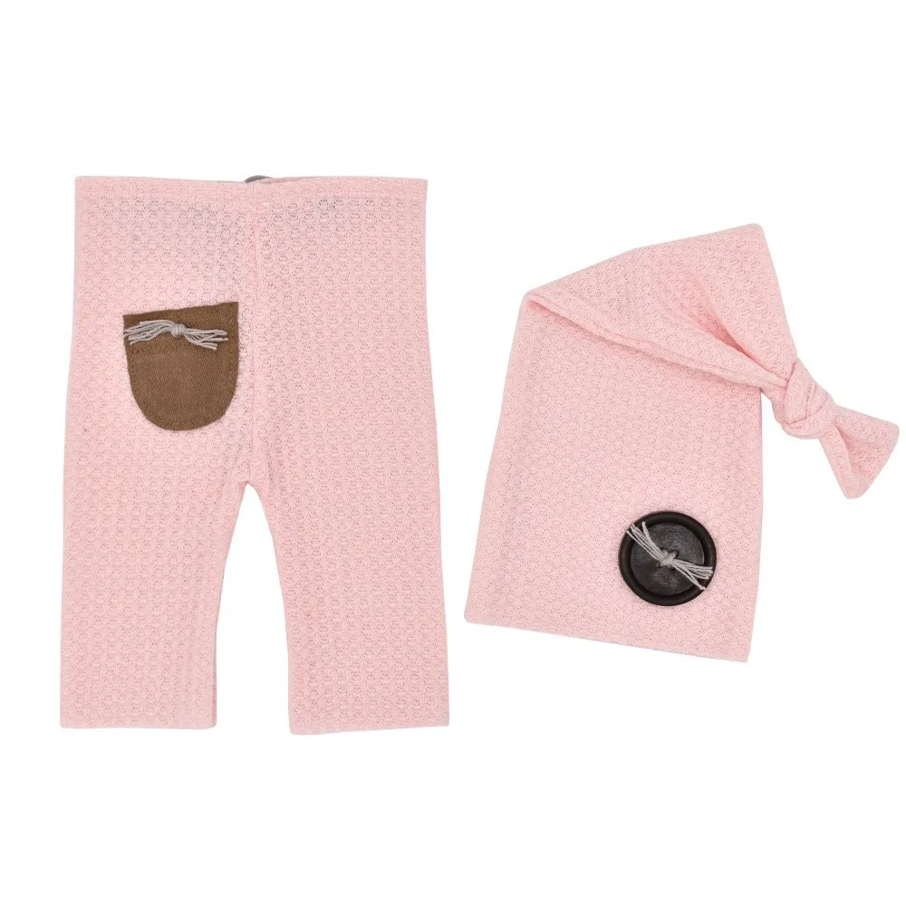 newborn family photos 2pcs/set Newborn Photography Clothing Baby Knitted Pants with Wooden Button Knotted Cap Suit Infant Accessories maternity photography packages near me