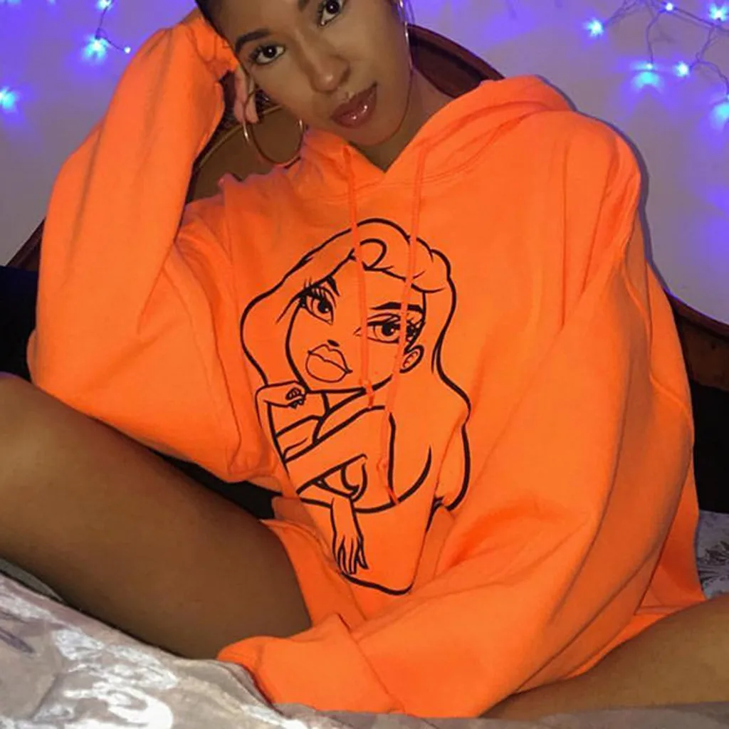 

Hoodies Women Pockets Fashion Street Cartoon Trendy Cute Female Loose Womens Long Sleeve All-match Lovely Streetwear 2019 z0904
