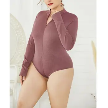 

Hot Fashion Womens Casual Solid Color Sexy Basic Bodycon Jumpsuit Female Girls Casual Long Sleeve Bodysuits Plus Size XL-5XL