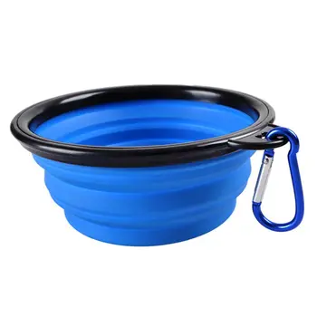 

Pet Dog Portable Silicone Collapsible Travel Feeding Bowl Food Water Dish Feeder blue