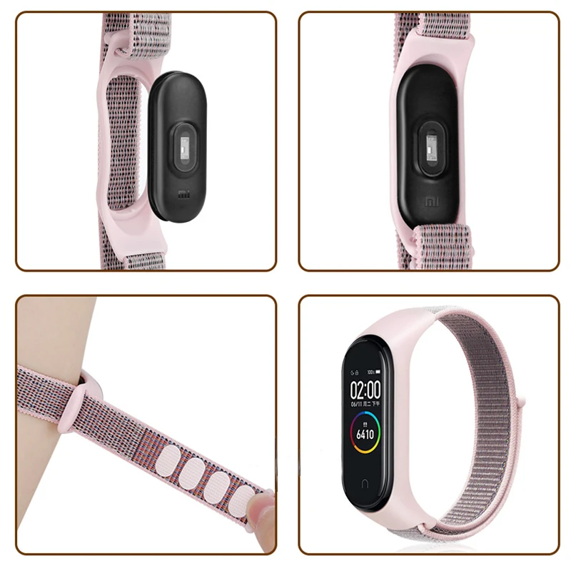 Нейлоновый спортивный ремешок мягкий дышащий для Xiaomi Mi band 4 совместимый с Band 3