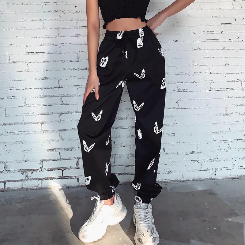 Reflective Butterfly Casual Joggers Women Harajuku Punk Elastic High Waist Pants Capris Summer Pockets Long Trousers Reflective Butterfly Casual Joggers Women Harajuku Punk Elastic High Waist Pants Capris Summer Pockets Long Trousers