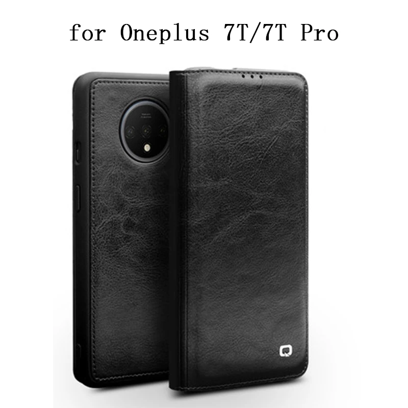 QIALINO New Business Flip Case for Oneplus 7T Pro Genuine Cow Leather Phone Skin Shell 7TPro Slim Protective Bag | Мобильные