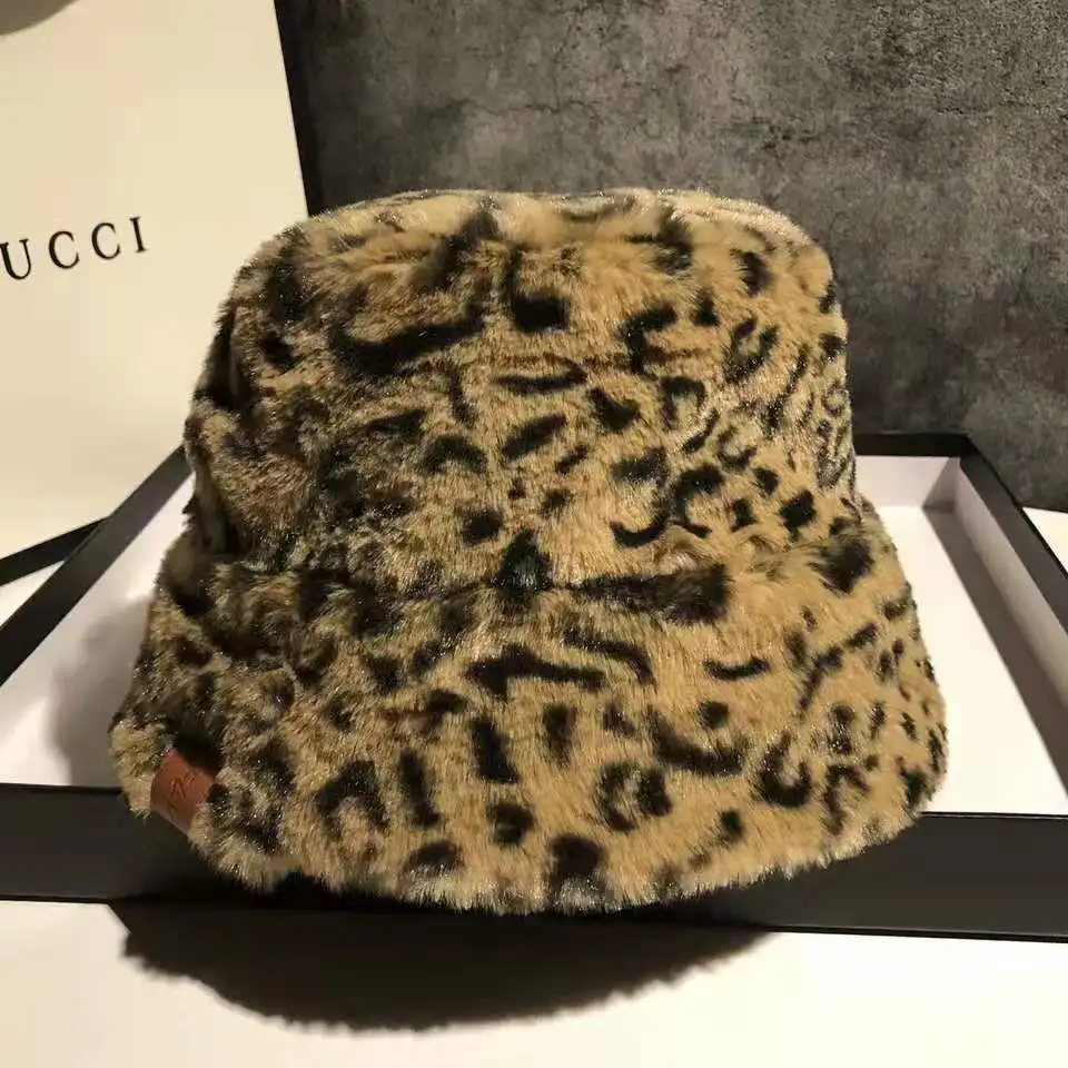 Одержимый лавандой. Осень/зима Женская плюшевая леопардовая шляпа ...