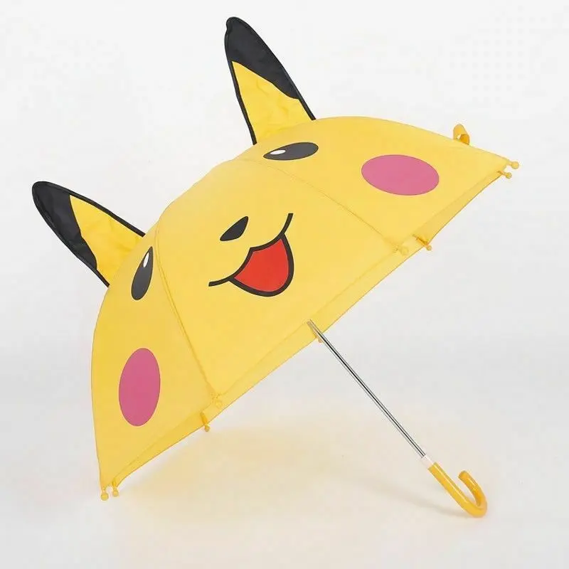 Детский складной зонт Pokemon go желтый с длинным рукавом и изображением Пикачу