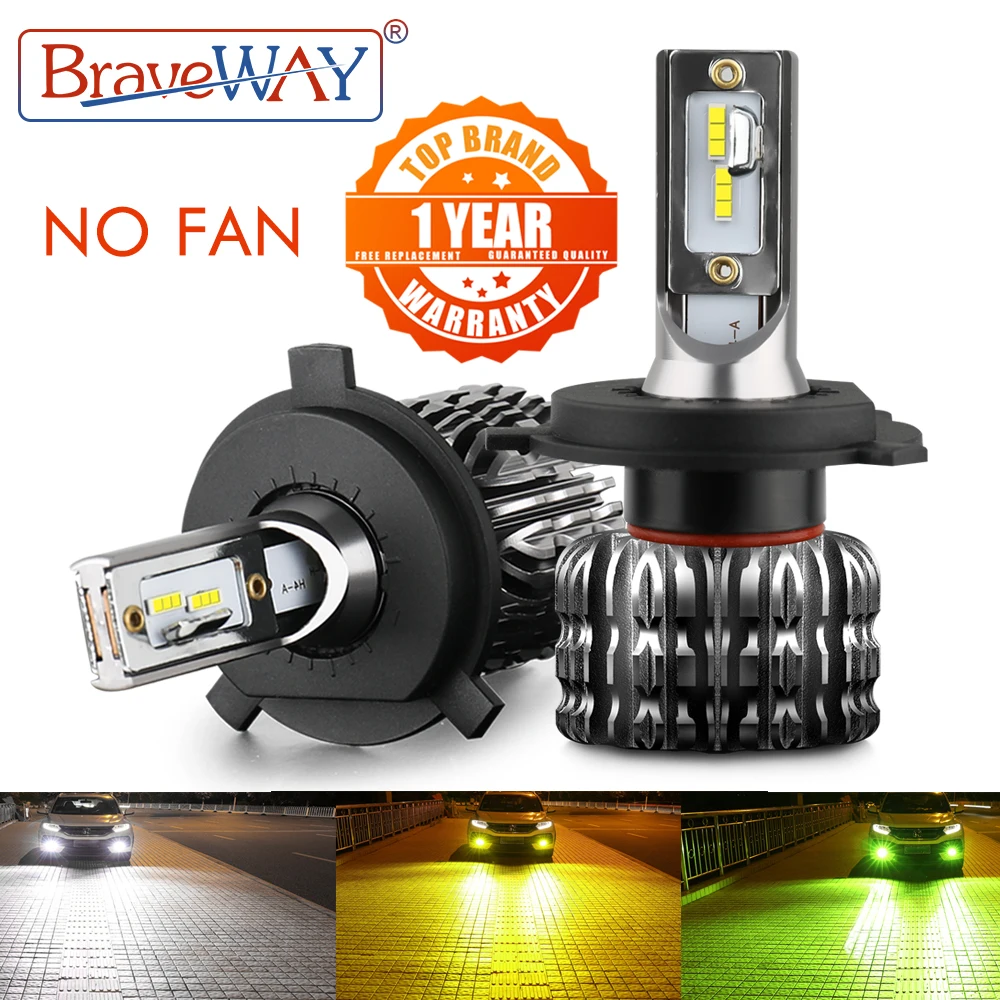 BraveWAY H4 светодиодный фар H7 автомобиль лампа H1 H3 H27 9006 HB3 HB4 H11 противотуманный фонарь