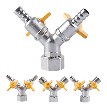 

Pipe Connector 3 Way Shut Off Fuel Gas Fitting Y Shaped Adapter Irrigation Brass Ball Large Flow Automotive Hose Barb