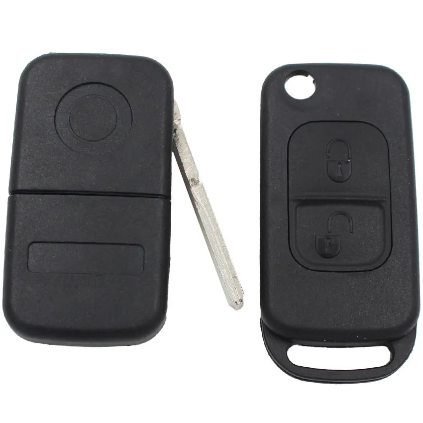 Folding Flip 2 Button Remote Key Shell Case HU64 Uncut Blade For Mercedes Benz ML320 ML55 AMG C230 S500 E420 500SL C280