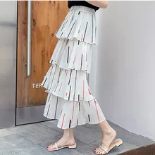Fdfklak многослойная юбка-торт Женская Весна Осень новая юбка Женская Корейская шифоновая белая гофрированные Длинные Юбки Женская faldas