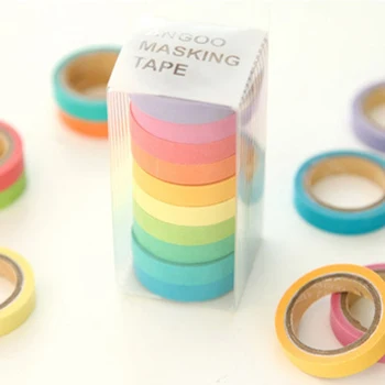

10PCS/box Rainbow Solid Color Japanese Masking Tape Sticky Paper Adhesive Tape DIY Scrapbooking Decorative Tape