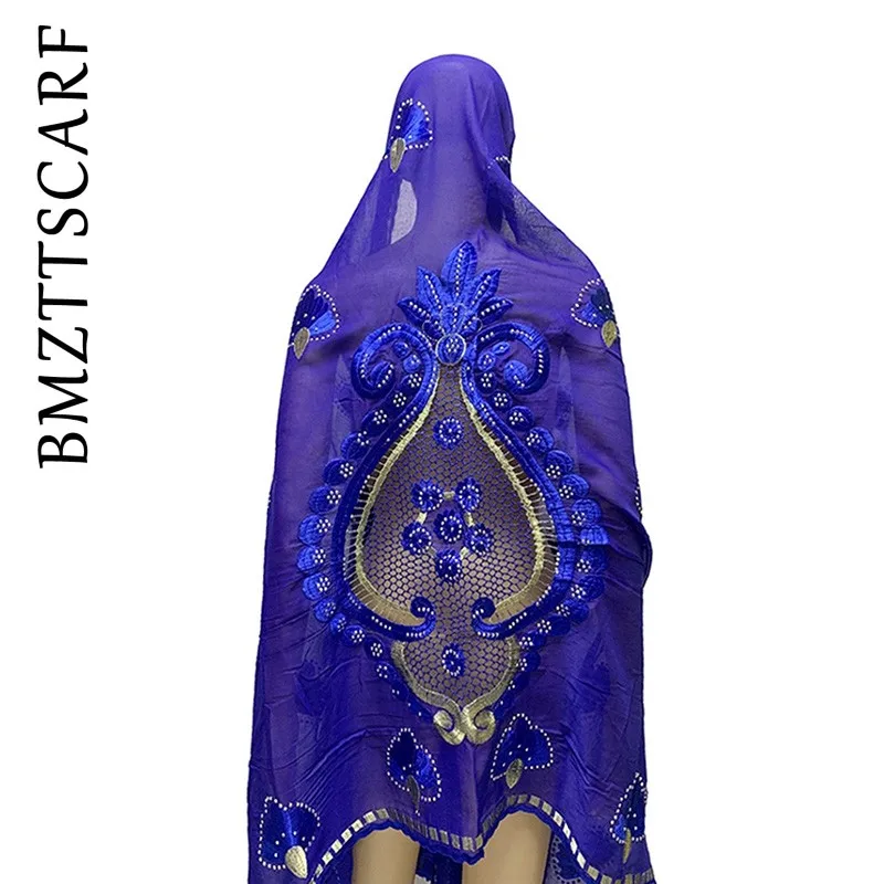 Latest african Women Cotton Big Scarfs Nice Embroidery on the back Multifunctional Scarfs for African Women BM909