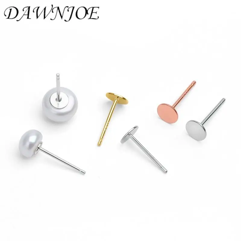 DAWNJOE S925 стерлингового серебра 3/4/5/6/8 мм серьги заготовки под Кабошон Установка