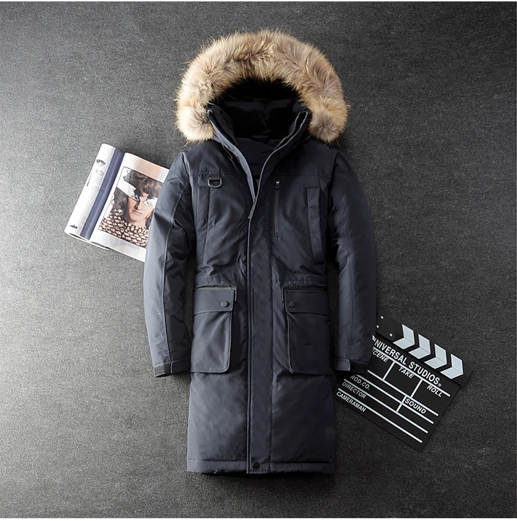 

Nice Pop Men Winter X-long Down Jacket High Quality Fur Collar Coat Detachable Hat And Fur Collar Male's Clothing 5XL