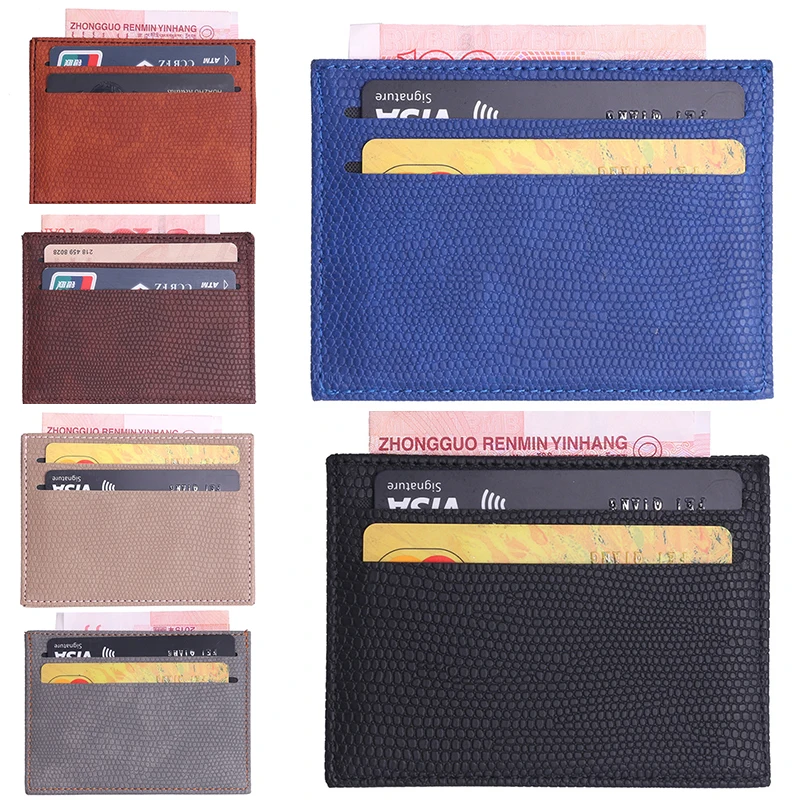 

New Business Leather Lizard Pattern Id Card Holder Small Card Bag Wallet Case Bank Travel For Men Mini With Id Window