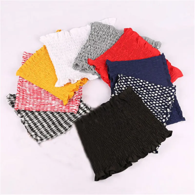 

2020 Summer New Fashion Ladies Sleeveless Strapless Tube Bandeau Woman's Sexy Off Shoulder Ruched Tube Tops Summer Crop Top