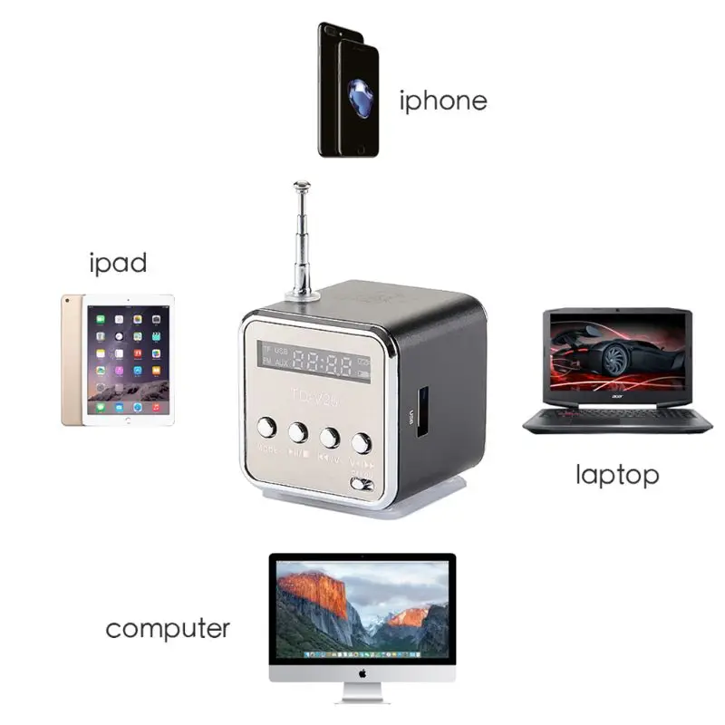 TD V26 мини динамик портативный Micro SD TF карта USB диск стерео громкоговоритель для DVD
