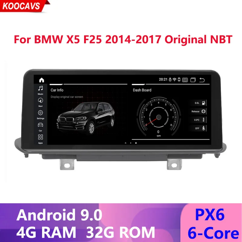 Автомобильный мультимедийный экран 10 25 &quotPX6 6 ядер система Android 9 0 для BMW F15 2014-2017 GPS