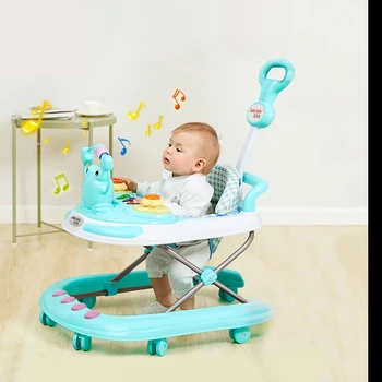 

Baby walker anti-rollover multifunctional folding hand push can sit