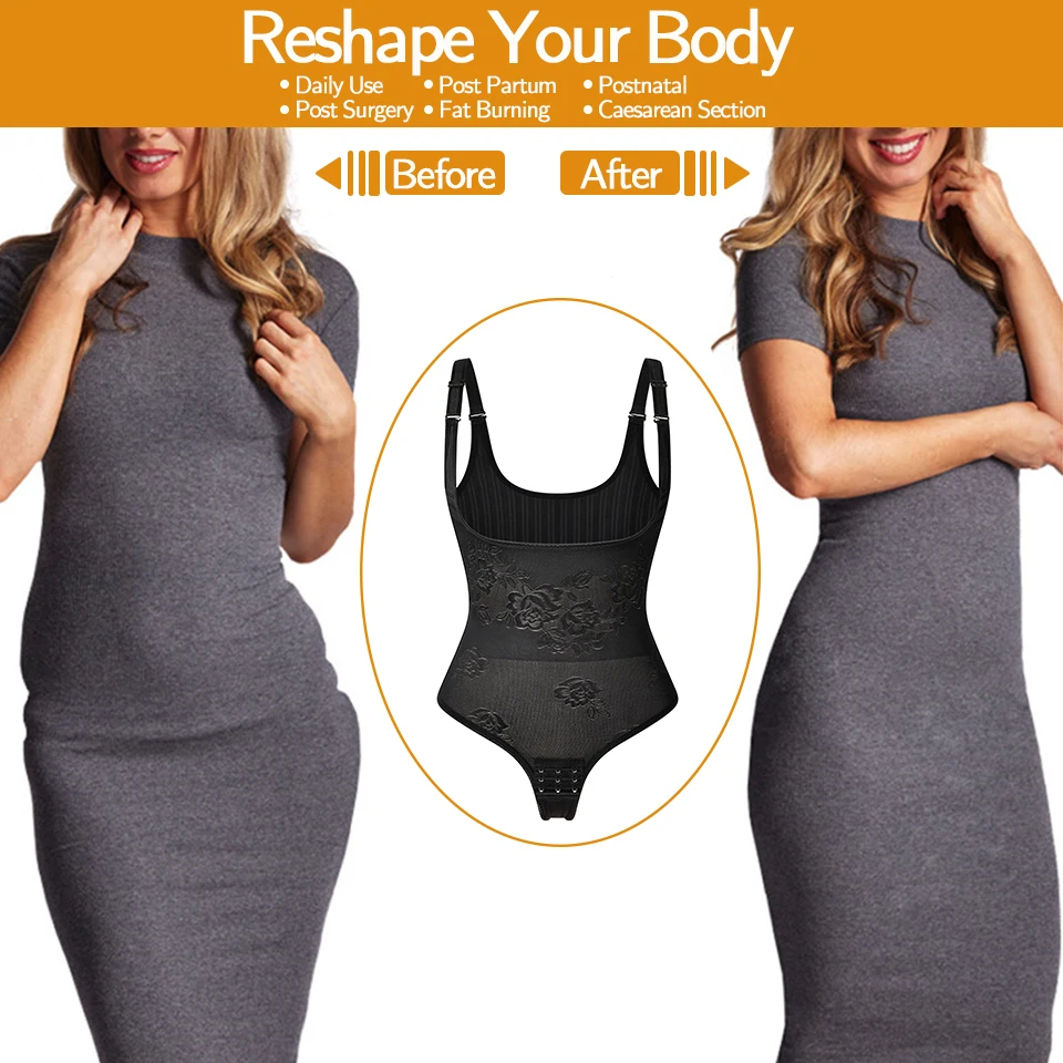 Women Shapewear Bodysuit Thong Panty Body Shaper Waist Trainer Corrective Underwear Tummy Control Shapewear Fajas Colombianas best tummy control shapewear